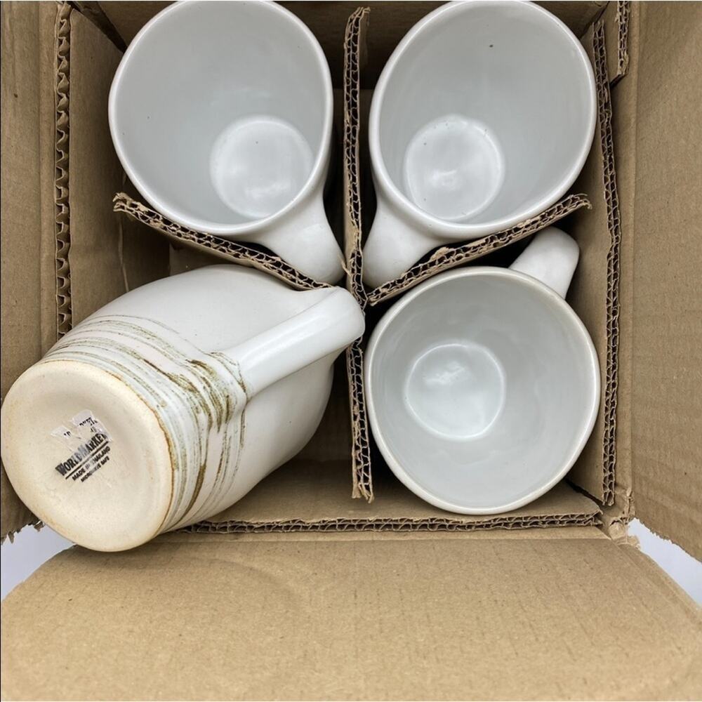 $35/ Espresso And Ivory Swirl Kamala Mugs Set Of 4 - Picture 2 of 6